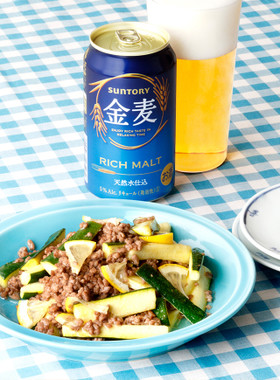 ひき肉とズッキーニのレモン塩とろみ炒め