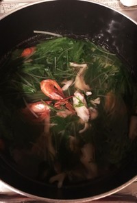 エビと水菜のスープ