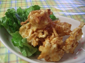癖になる味♪さきイカとえのき茸の天ぷら☆
