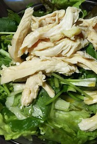 香味野菜と茹で鶏のサラダ☆ポン酢ドレ