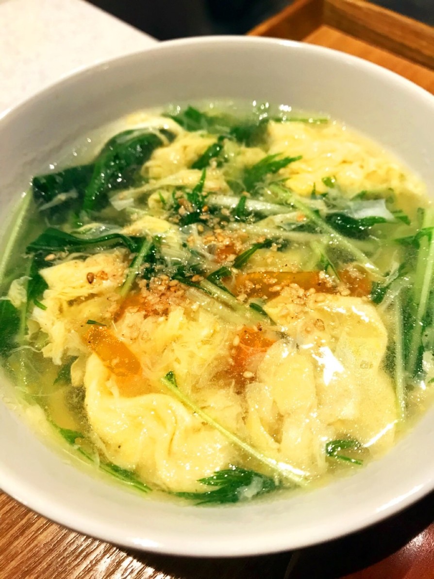 ふわふわ卵スープ ザ残り物野菜の画像