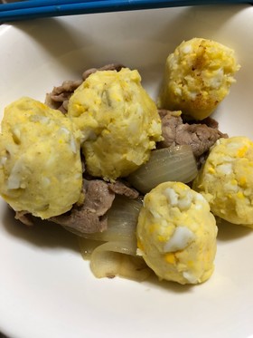 マッシュポテトと豚肉の炒め