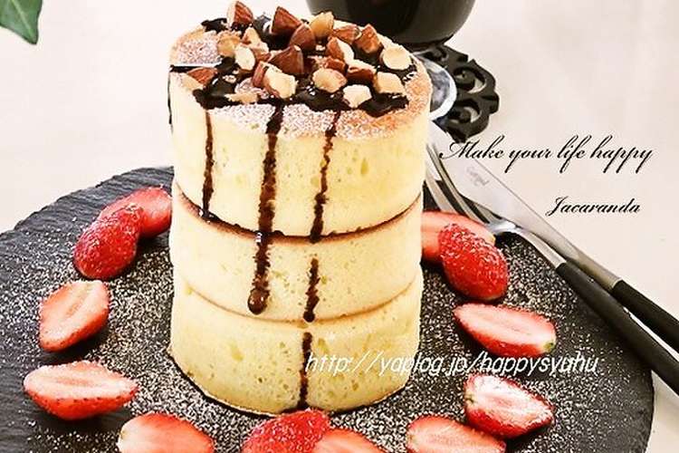 ふんわり 厚焼きホットケーキタワー レシピ 作り方 By ジャカランダ クックパッド 簡単おいしいみんなのレシピが353万品