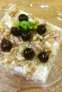 簡単☆豆腐デザート☆木の実と菜の花添え♪