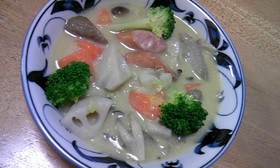 根菜のコーンクリームシチュー