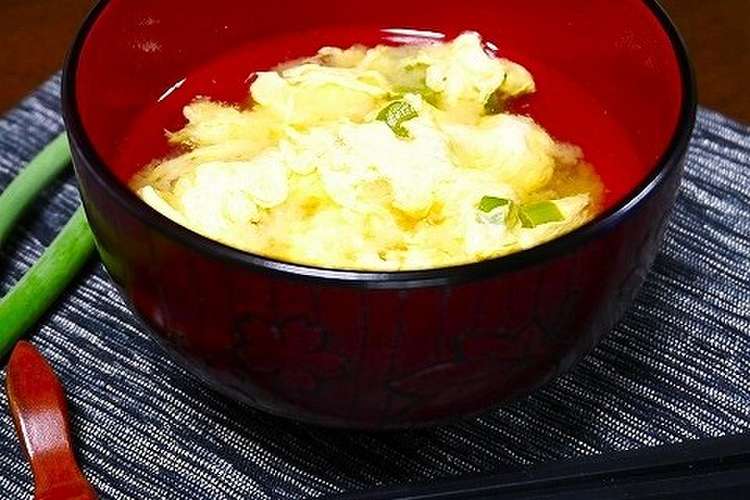 パワーアップ 花卵とにんにく芽のお味噌汁 レシピ 作り方 By だんどり亭 クックパッド