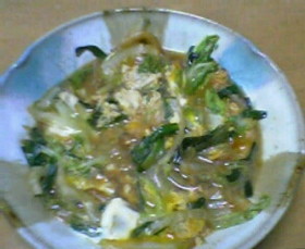 白菜とにらを卵とじ煮^^w