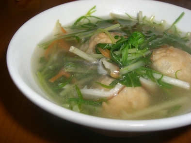 ★水菜とつくねの中華スープ★の写真