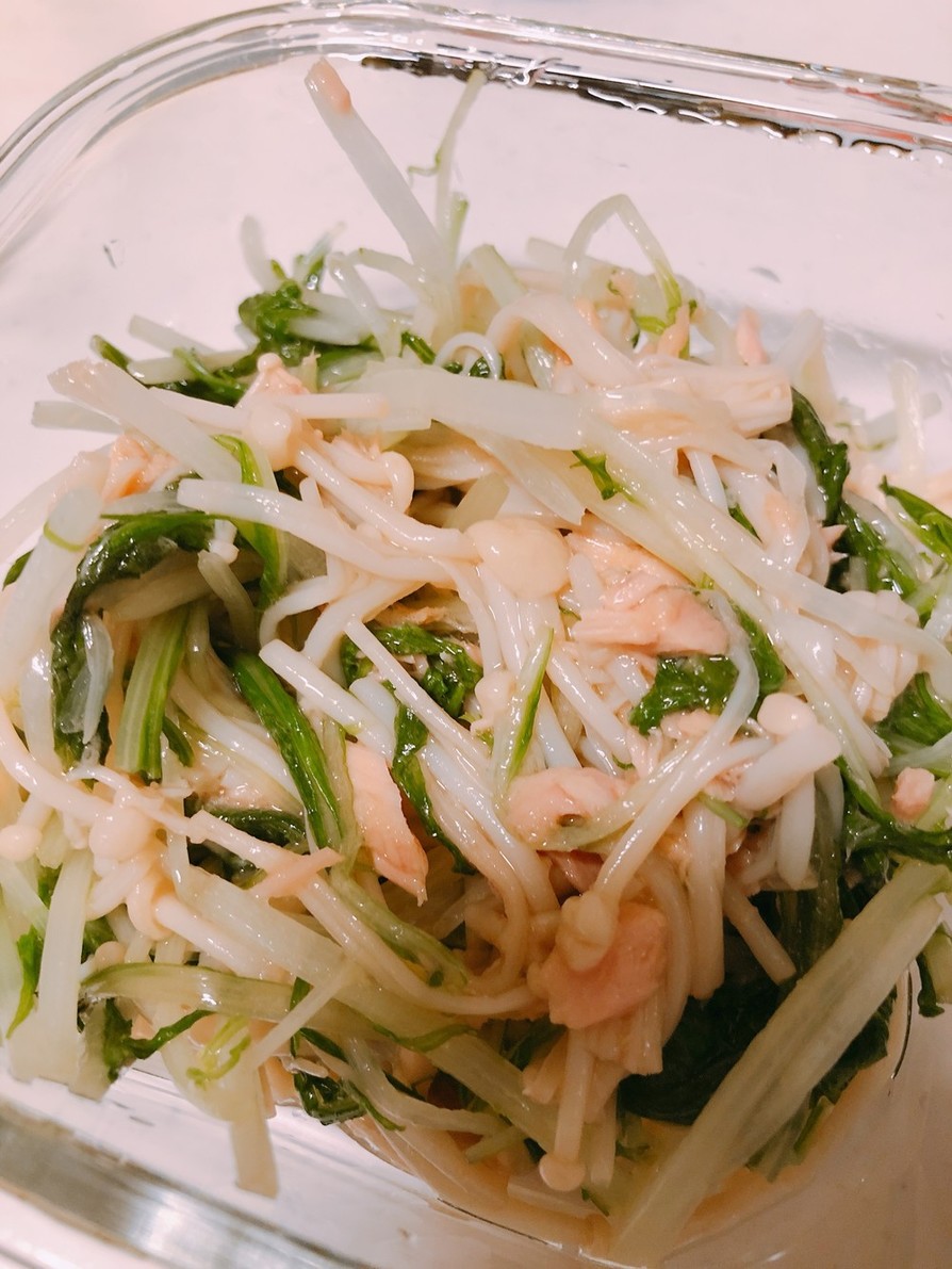 水菜とエノキのツナ和えの画像