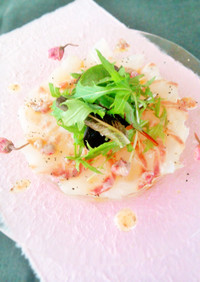 鯛のカルパッチョ☆桜と塩麹のドレッシング