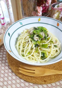 塩サバ＆小松菜の昆布茶スパゲティ