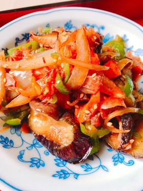 茄子と牛肉と野菜の焼肉のタレ炒め