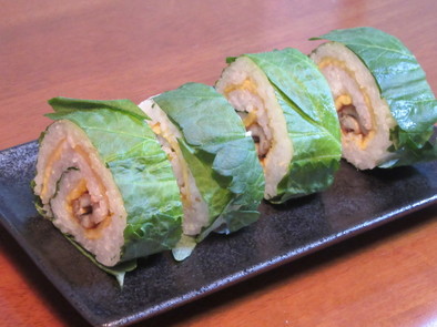 穴子と玉子の青じそ巻き寿司の写真