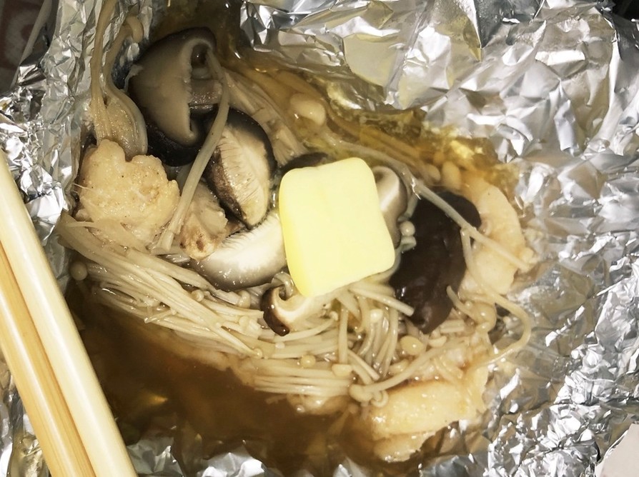 白身魚とキノコの味噌漬けホイル焼きの画像