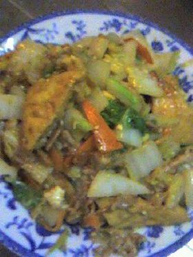 厚揚げと白菜のオイマヨ炒め