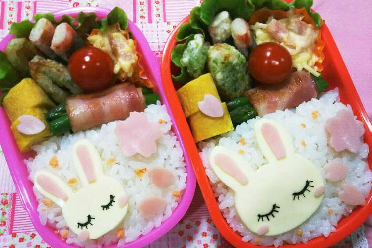 簡単キャラ弁 うさぎのお花見弁当 レシピ 作り方 By 夏海 空良 クックパッド