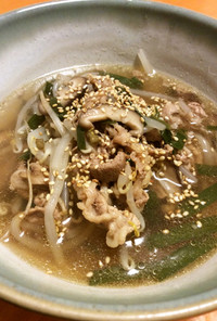 モヤシ牛肉ニラの豆豉醬×鶏ガラスープ