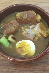 絶品・豚角煮の入ったカレーうどんスープ