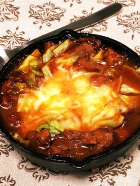 焼き鳥缶詰で作る〜超簡単チーズタッカルビ
