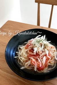 簡単！冷製パスタ風ツナトマト麺(ランチ)