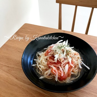 簡単！冷製パスタ風ツナトマト麺(ランチ)の写真