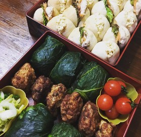 2018年♡お花見弁当 ちぎりパン&高菜