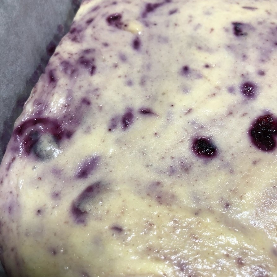 ブルーベリージャムで作るチーズケーキの画像