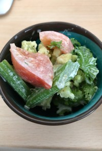 トマトセロリロマネスコわさび菜サラダ
