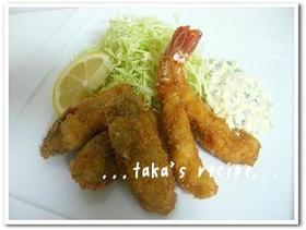 洋食屋さんの大きな牡蠣＆えびフライ