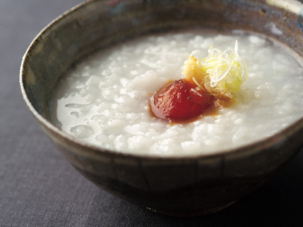卵黄(温泉卵)の醤油漬けのせお粥