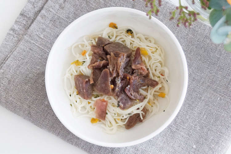 犬ごはん 牛肉のそうめんチャンプル レシピ 作り方 By ローズちゃんママ クックパッド
