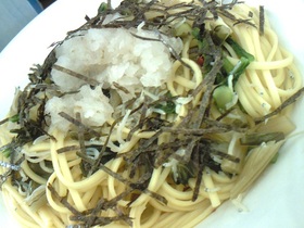 信州野沢菜としらすの和風パスタ*