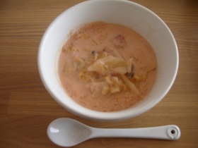 ルクルーゼで♪豆乳トマトスープ