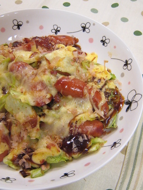 キャベツとウインナーのお好み焼き風☆