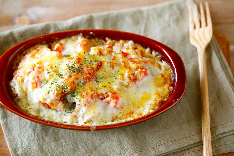 あじフライのトマトチーズグラタン レシピ 作り方 By 山田水産株式会社 クックパッド 簡単おいしいみんなのレシピが378万品