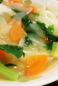 簡単♪色々野菜と冷凍餃子コンソメスープ