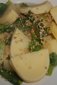 筍と小松菜の味噌風味煮浸し