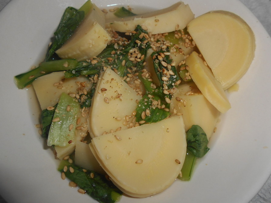 筍と小松菜の味噌風味煮浸しの画像