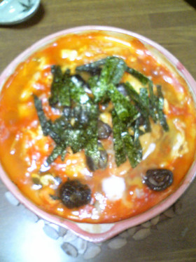 土鍋deキムチクッパ(キムチ雑炊)