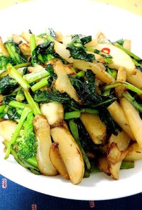 【簡単美味】菊芋と青菜のペペロンチーノ