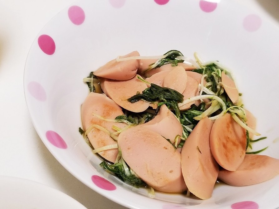 水菜と魚肉ソーセージのぽん酢炒めの画像