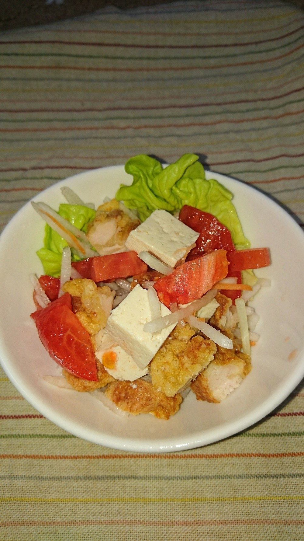 切るだけ！豆腐と野菜の唐揚げサラダ！ by michi630 【クックパッド】 簡単おいしいみんなのレシピが315万品