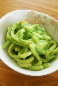 ほうれん草と豆腐のカルボナーラ風うどん