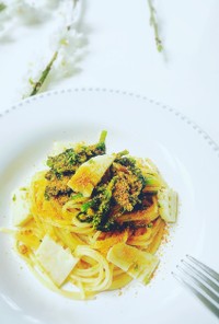 春野菜♫筍と菜の花のからすみスパゲッティ