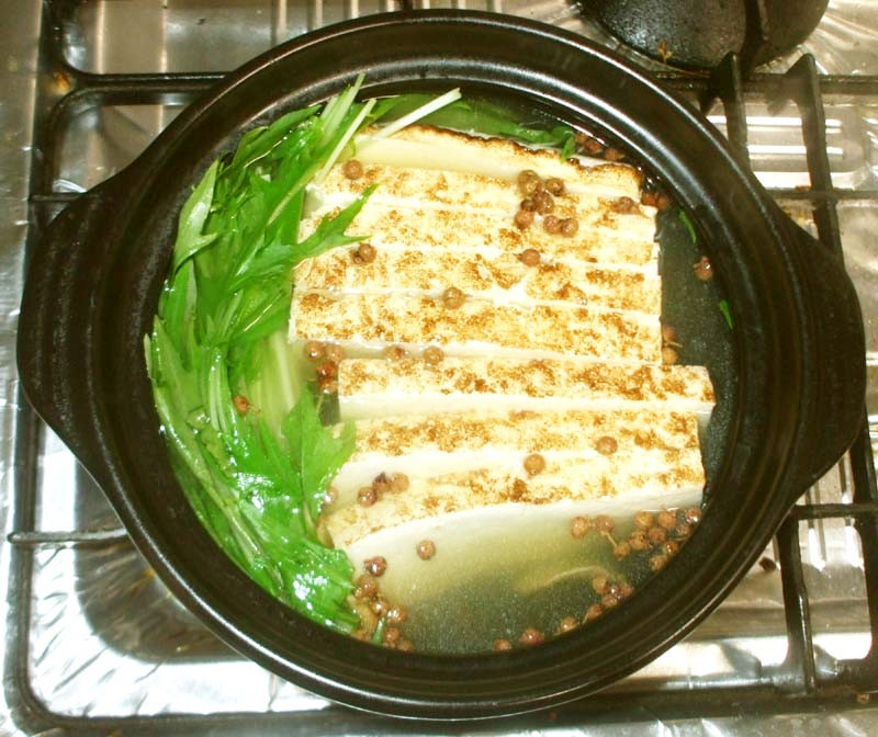 水菜・豆腐の花椒煮♪簡単スープの画像