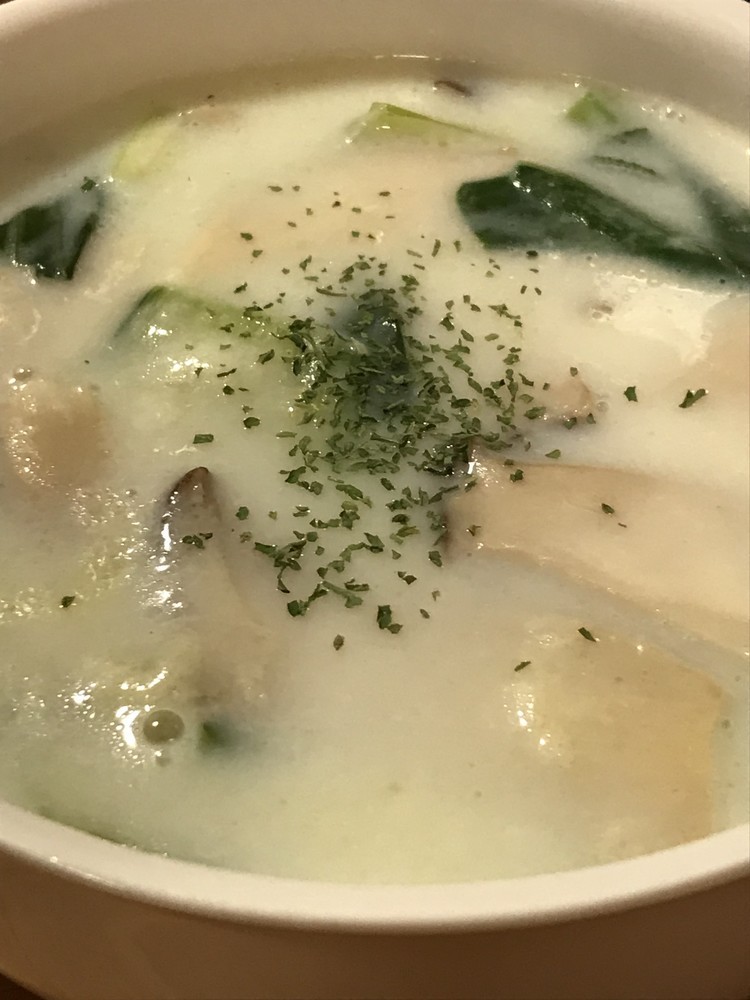 楽々☆チンゲン菜とキノコのクリームスープの画像