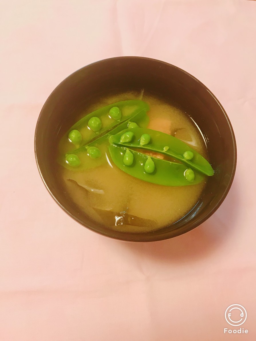 ☆スナップエンドウ☆＋で春のお味噌汁の画像
