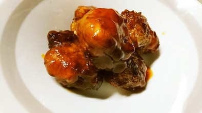 豆腐入り肉団子の甘酢ケチャップ餡かけの写真