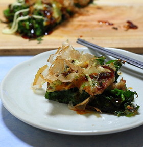セロリの葉っぱでお好み焼き