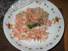 根三つ葉と桜エビのチャーハン